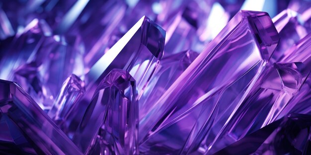 Mesmerizing closeup of shimmering purple crystals Ethereal glow from radiant purple crystals showcasing their intricate beauty AI Generative