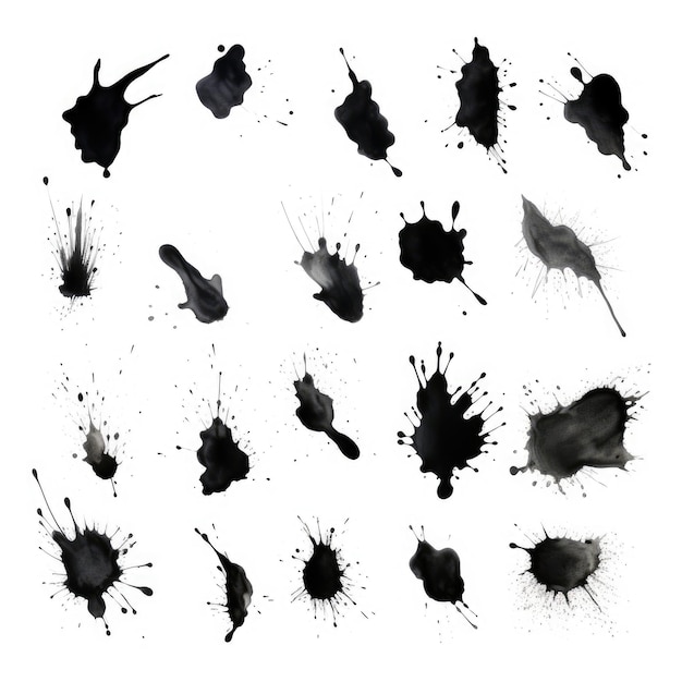 Mesmerizing Collection 15 Versatile Black Ink Splatters with No Background