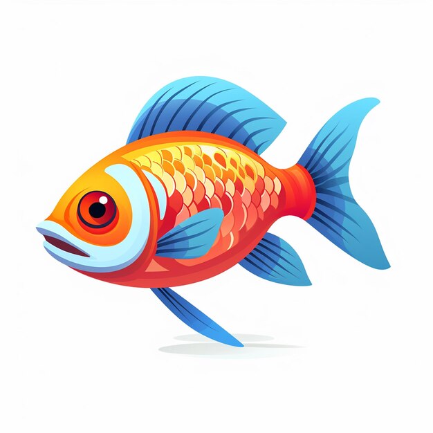 Mesmerizing colorful fish swimming in coral reef illustration