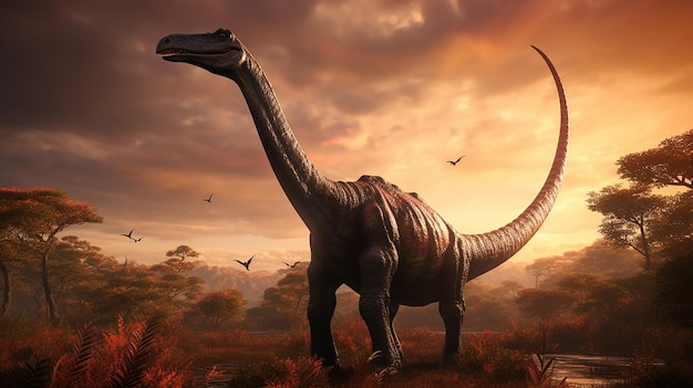 Photo mesmerizing dinosaur brachiosaurus