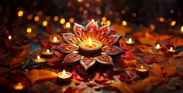 A mesmerizing Diwali rangoli design made with candle