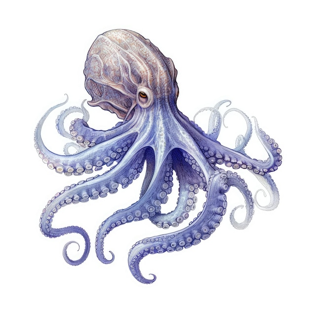 Mesmerizing Elegance A Captivating Side View of an Octopus's Enchanting Tentacles Delicately Illus