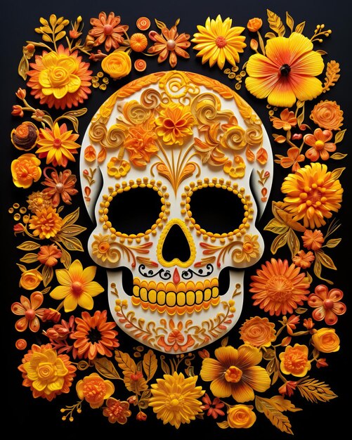 A mesmerizing embroidery pattern inspired by the day of the dead celebration