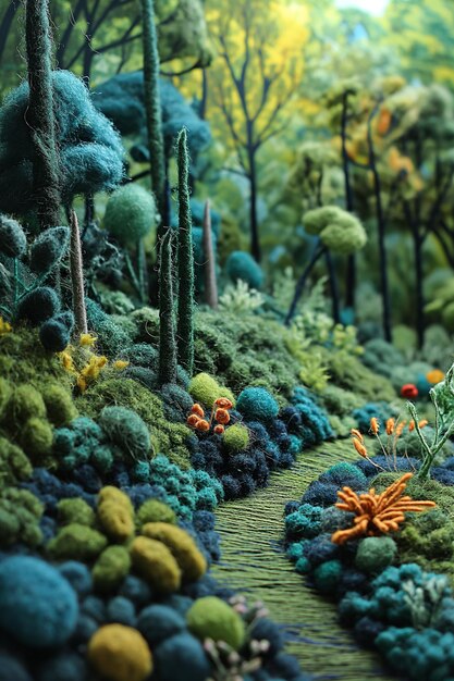 Photo mesmerizing felt needle forest