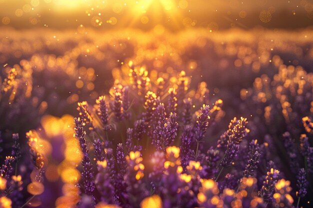 A mesmerizing field of lavender under the golden s