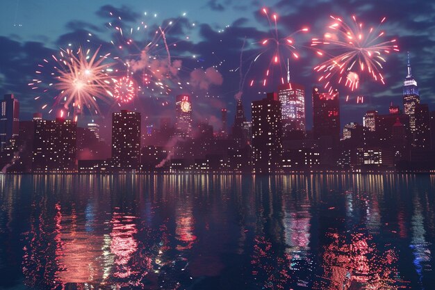 Mesmerizing firework displays over city skylines o