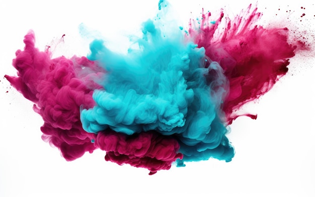 A Mesmerizing Flow of Magenta and Blue Powder Creating a Visual Symphony