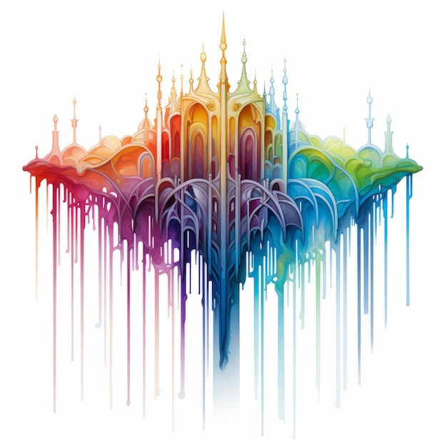 The Mesmerizing Fusion Rainbow Fluids Seeping through Exquisite Art Deco Architectural Design