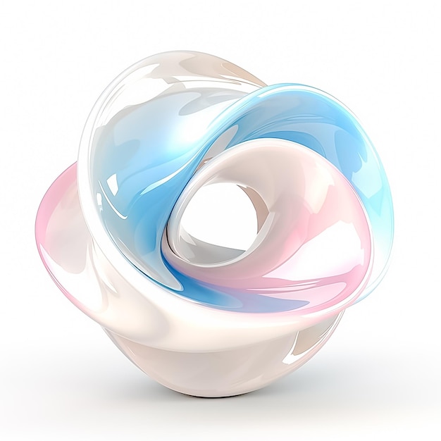 Завораживающие стеклянные сферы и керамические 3D-формы с мягким градиентом на белом фоне, сгенерированные ИИ