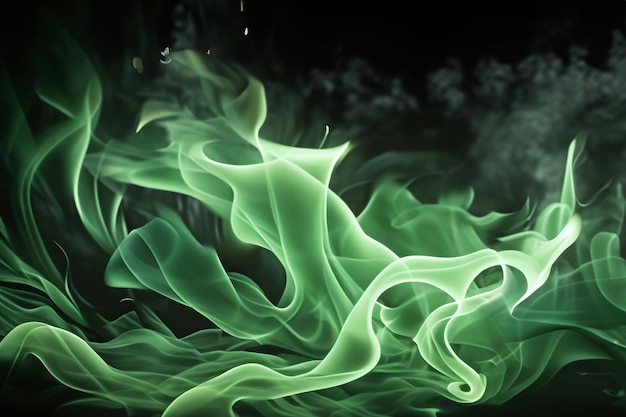 The mesmerizing Green flames danced gracefully against the pitchblack backdrop creating a stunning