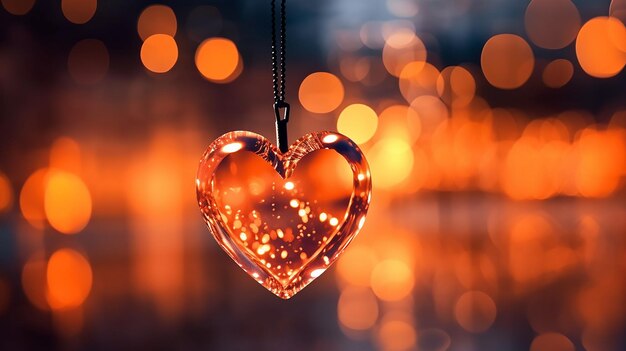 A mesmerizing image featuring a glowing heart surrounded by a beautiful bokeh effect