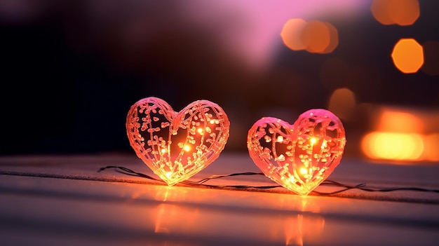 A mesmerizing image featuring a glowing heart surrounded by a beautiful bokeh effect