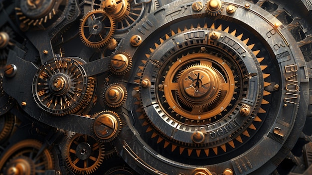 A mesmerizing and intricate 3D rendering of an abstract clockwork showcasing the perfect fusion of creativity and technology Dive into a world of mechanical elegance with this visually stu