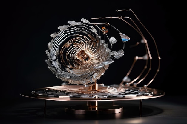 A mesmerizing kinetic sculpture that swirls glistens and shimmers created with generative ai