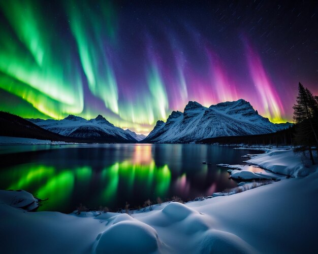 A mesmerizing landscape at night Northern Lights