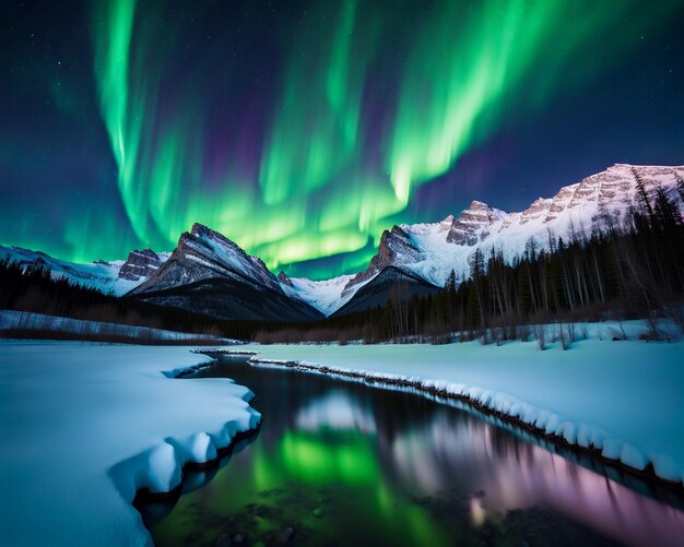 A mesmerizing landscape at night Northern Lights