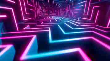 Photo mesmerizing maze of neon lines on a mysterious dark fcdeb a aae e c jpg