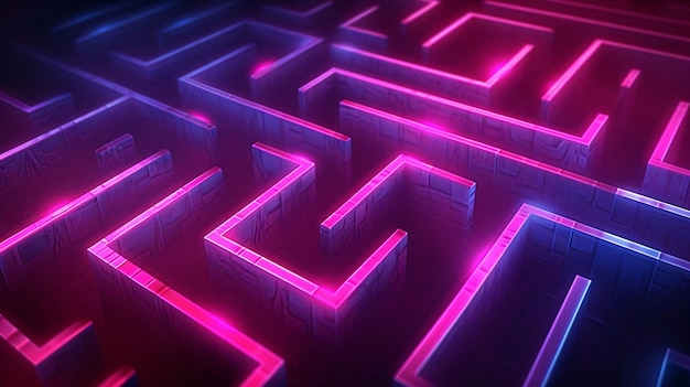 Mesmerizing Maze Of Neon Lines On A Mysterious Dark Image Wallpaper