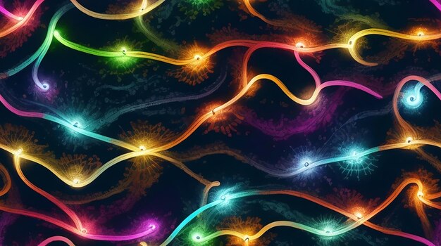 A mesmerizing multicolored river of light flowing through the darkness