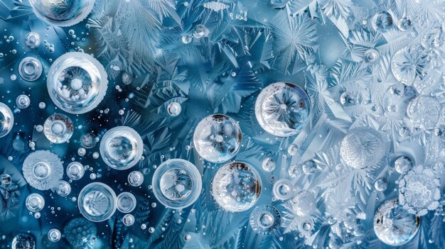 Photo a mesmerizing overhead shot of frozen ane bubbles appearing like a frozen mosaic