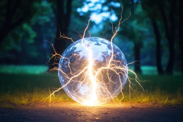 Photo mesmerizing phenomenon of a ball lightning