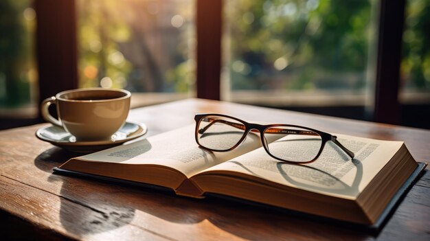 A mesmerizing photograph of a book open on a wooden table