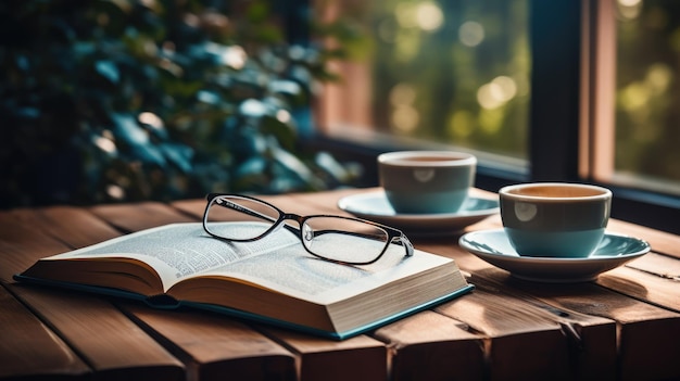 A mesmerizing photograph of a book open on a wooden table