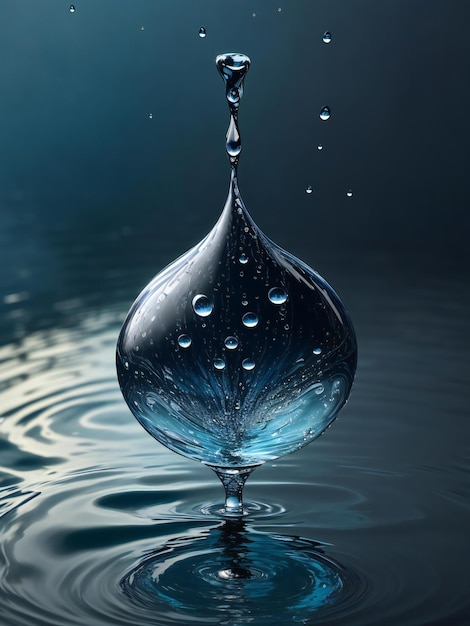 Foto una fotografia affascinante che mostra una singola goccia d'acqua in una giornata piovosa