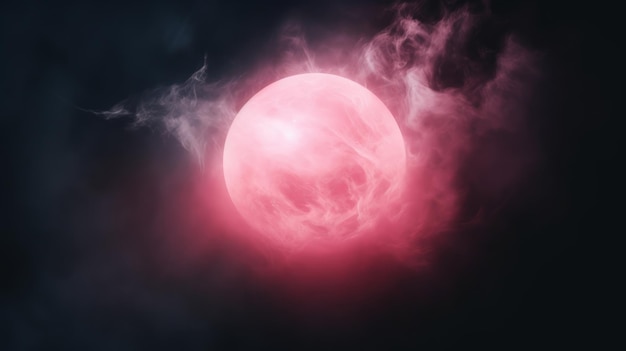 A mesmerizing pink smoke ball suspended in midair