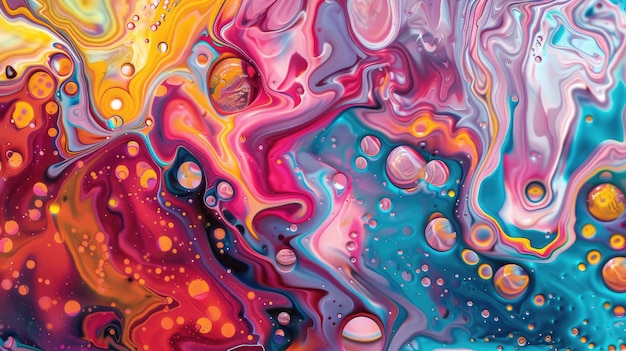 Mesmerizing psychedelic liquid background unfolds with vibrant colors