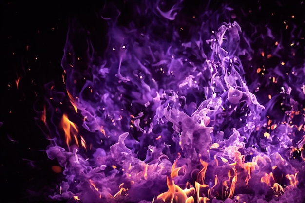 Photo the mesmerizing purple flames danced gracefully against the pitchblack backdrop