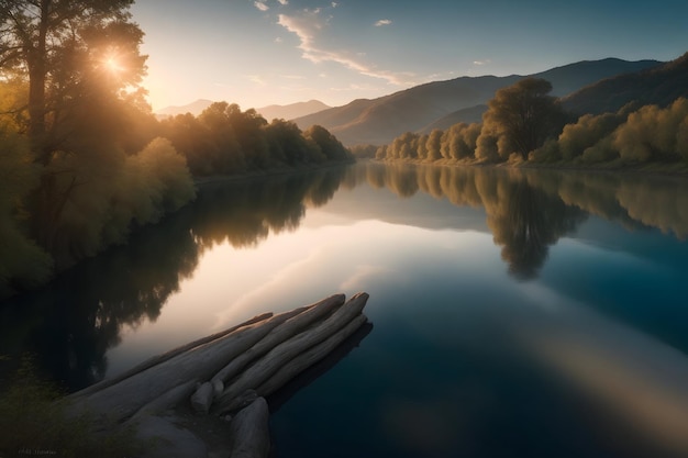 Photo mesmerizing riverside photographs and majestic lakes generated using ai
