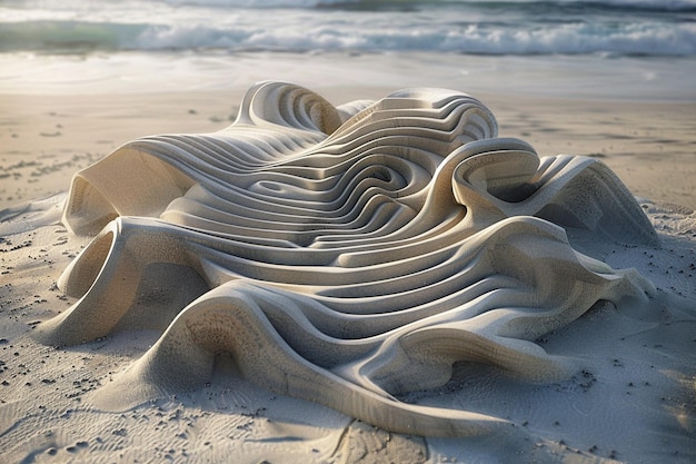 Photo mesmerizing sand art installations on coastal beac