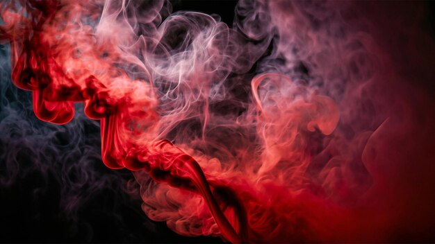 Foto una scena affascinante di fumo rosso che si alza e gira nell'aria