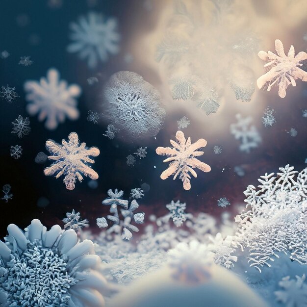 Завораживающая сцена снежинки, дрейфующей на ветру в мягких цветах