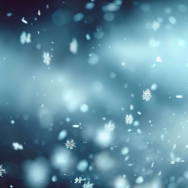 A mesmerizing scene of snowflakes drifting in the wind