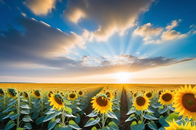 A mesmerizing sea of light and warmth sunflower field in the breeze