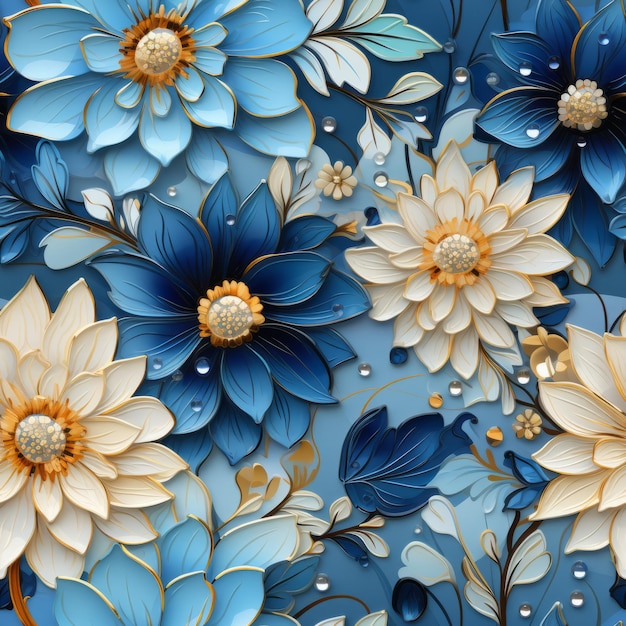 A mesmerizing seamless floral pattern with a glassy touch