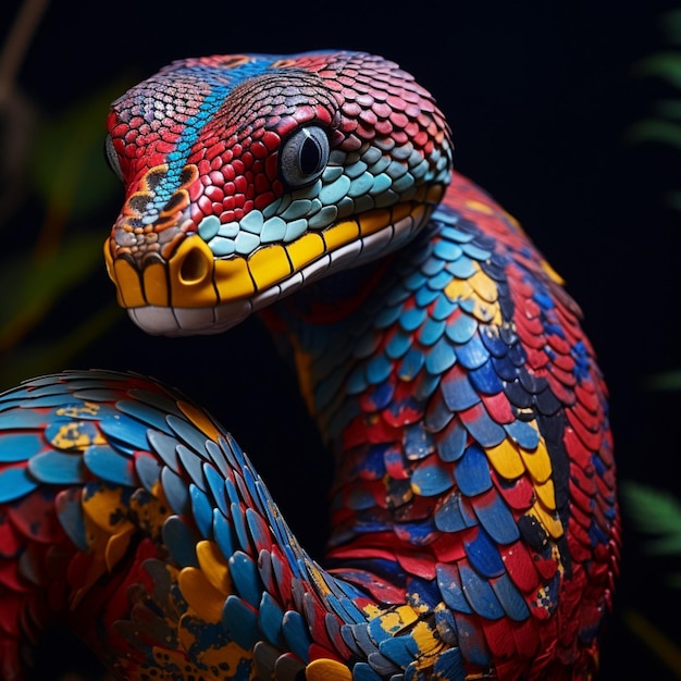 Premium AI Image  Beautiful snake ful challenging color