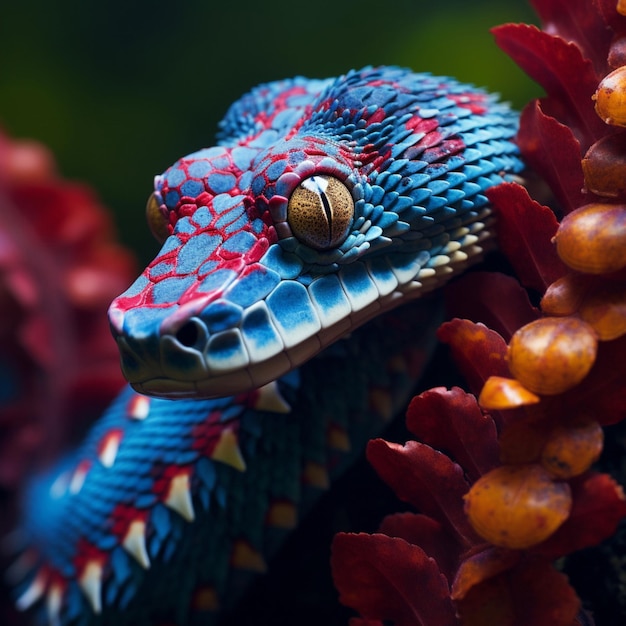 Mesmerizing snake with a vibrant patterned skin