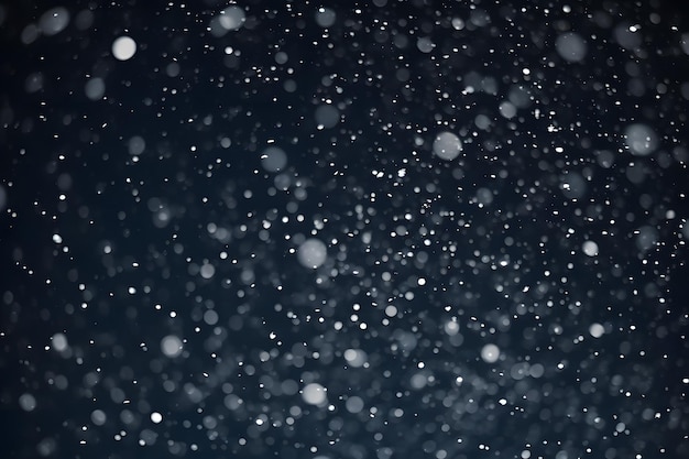 Mesmerizing Snowfall on Black Background with Blue Sky Perfect Stock Image for