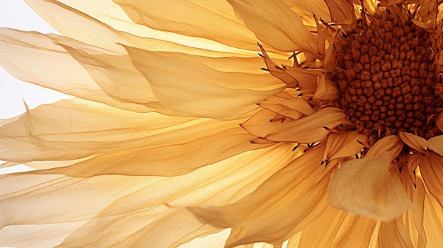 Mesmerizing Sunflower Petals Closeup Watercolor Image