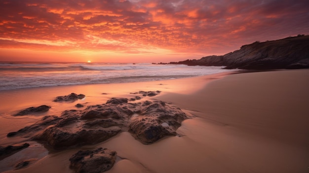 Mesmerizing Sunset At Sandy Beach Bay