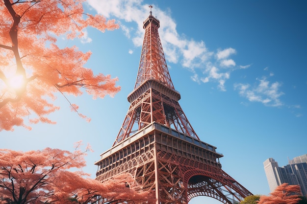 Mesmerizing Tower in Tokyo City Japan with Beautiful Trees View on a Sunny Day