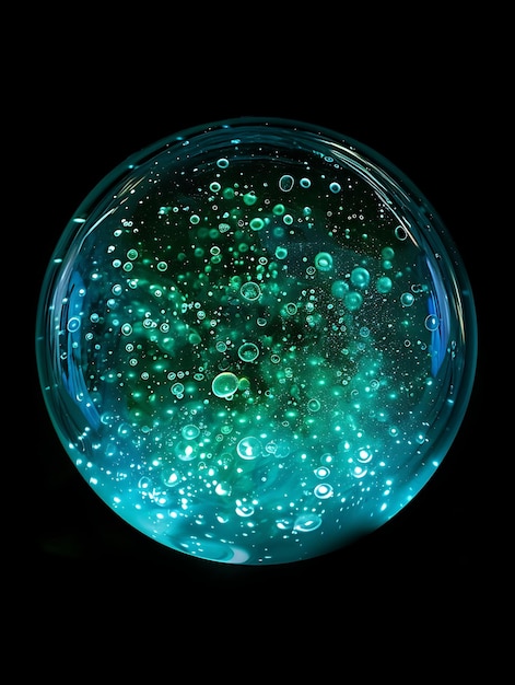 Photo mesmerizing twinkling phosphorescent bubble with light emitt texture art wallpaper background