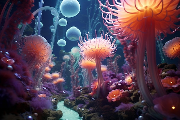 A mesmerizing underwater garden of cosmic anemones 00353 01