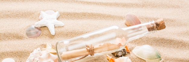 message in bottle on the beach. 
