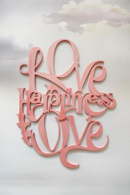 Photo message of love with wood pink letters