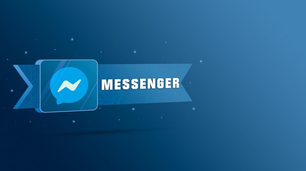 Messenger-logo met de inscriptie op de technologische plaat 3d