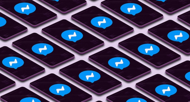 Messenger-logopictogram op veel schermtelefoons 3d